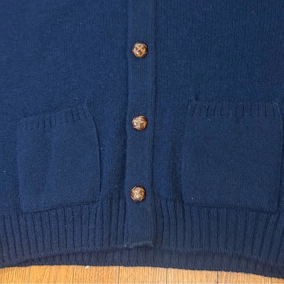 Vintage 80s Jantzen Wool Cardigan Sweater Men’s Large Navy Blue USA Rockabilly - Picture 3 of 8